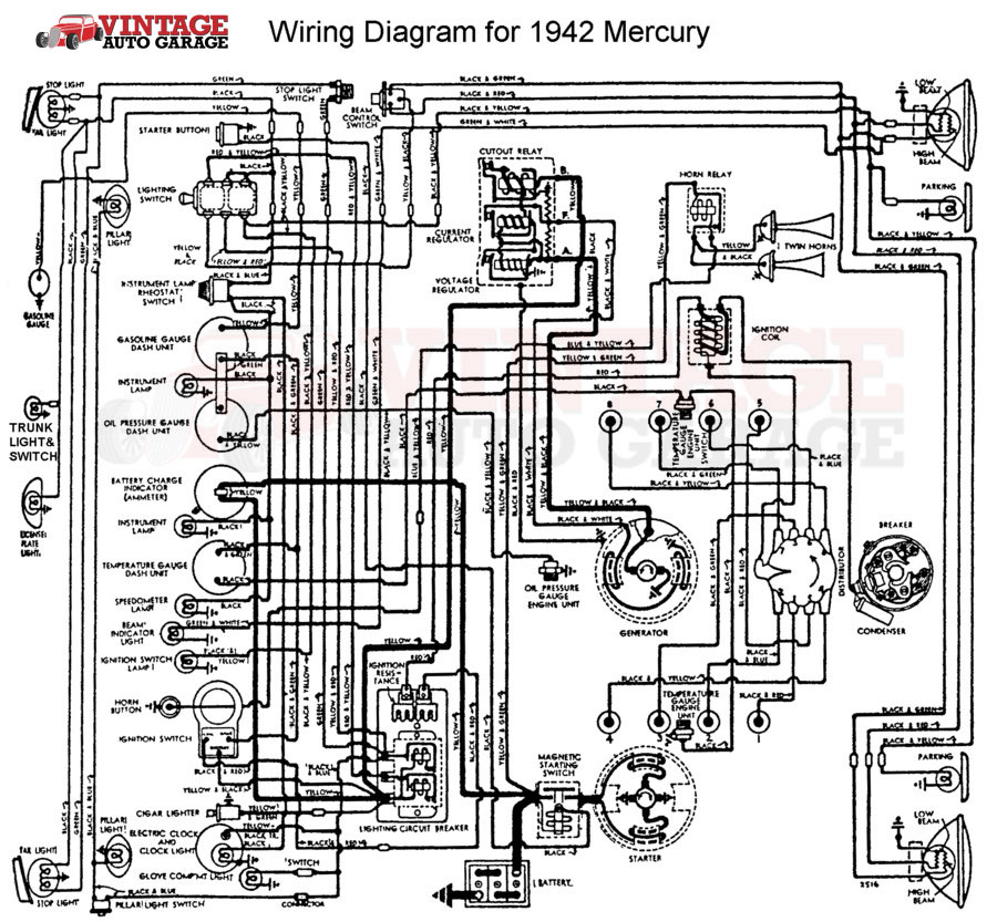 File: 1940 Mercury Wiring Diagram